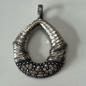 NWOT large silver pendant with rhinestones